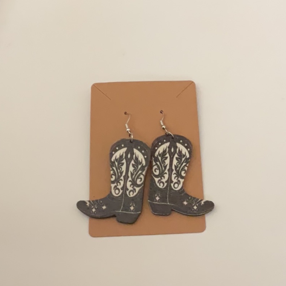 Cowboy Boot Earrings with Floral Design